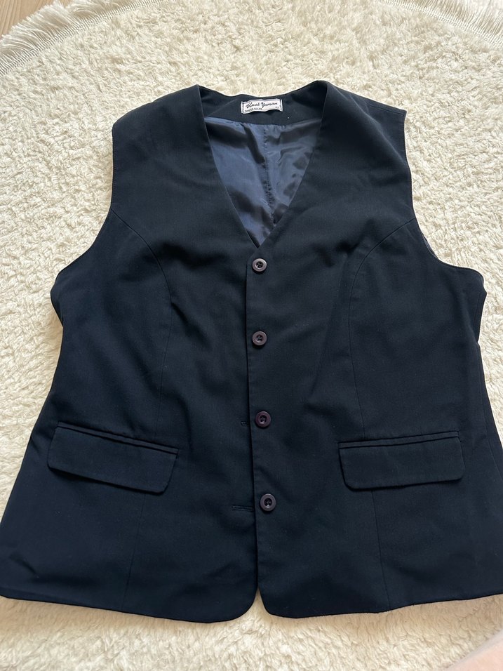 Düğmeli Lacivert Kadın Yelek - Görsel 3