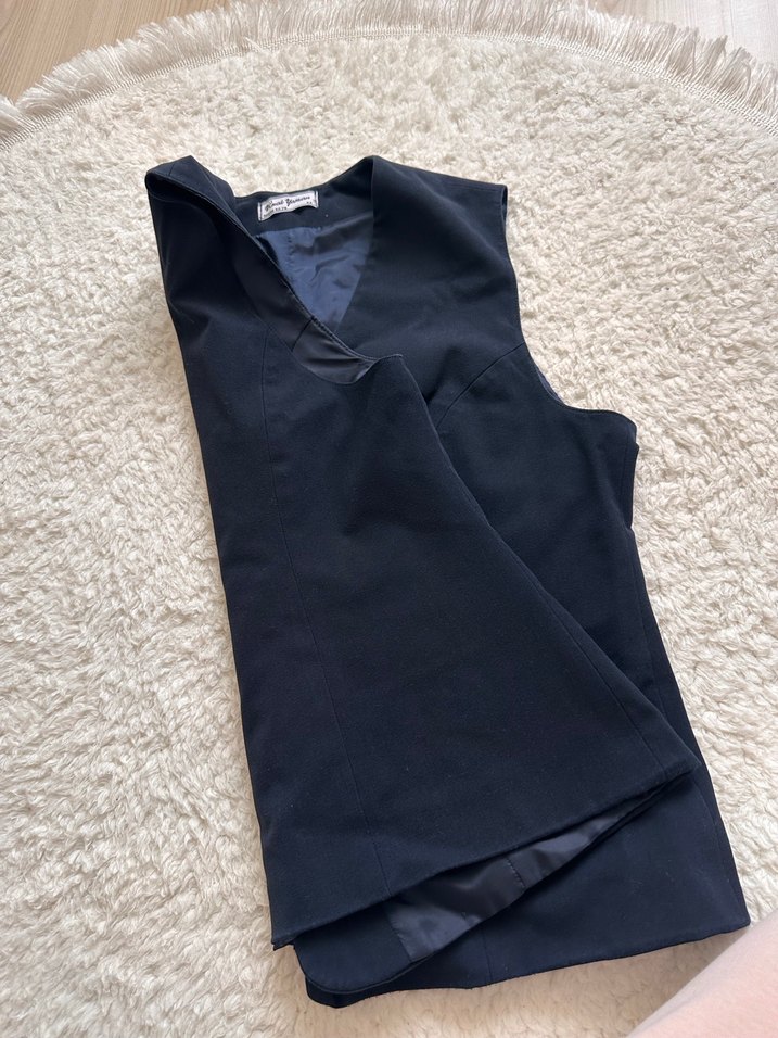 Düğmeli Lacivert Kadın Yelek - Görsel 4