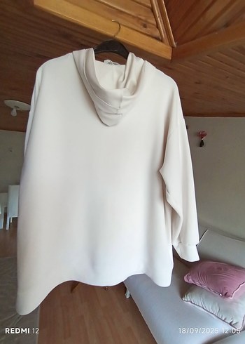 46 Beden beyaz Renk Kadın Beyaz Fermuarlı Sweatshirt
