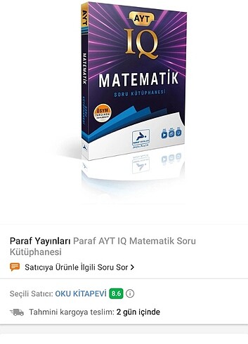 PARAF IQ AYT SET IKILI ALIM FIYATI 600 TL