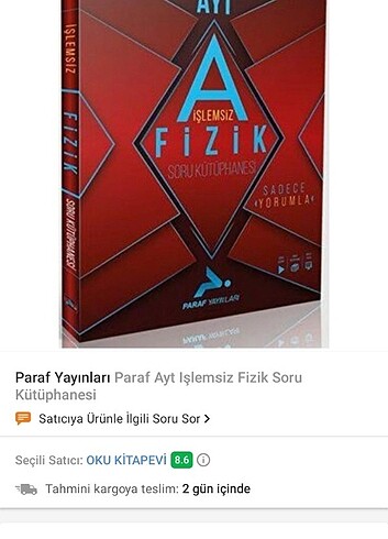 PARAF AYT SET YENI ETIKETLI