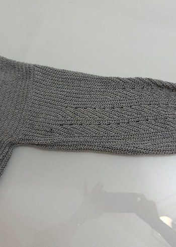 Gri Düğmeli Örgü Kadın Hırka - Görsel 3