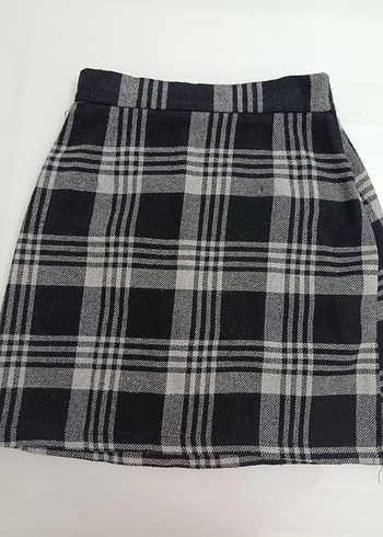 Gri Ekose Midi Etek - Görsel 2