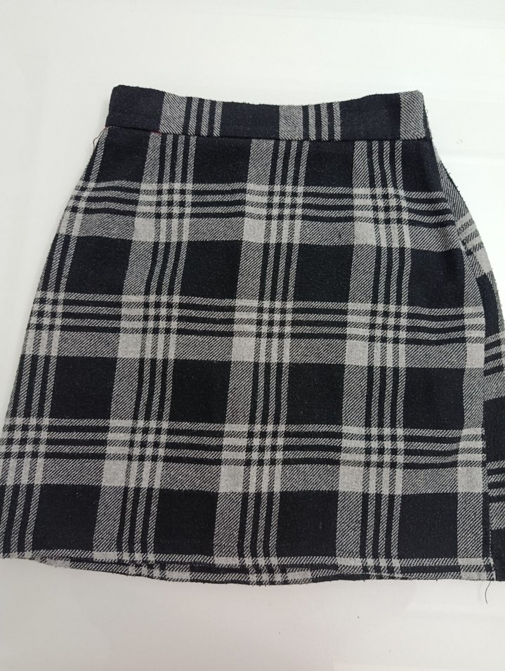 Gri Ekose Midi Etek - Görsel 2