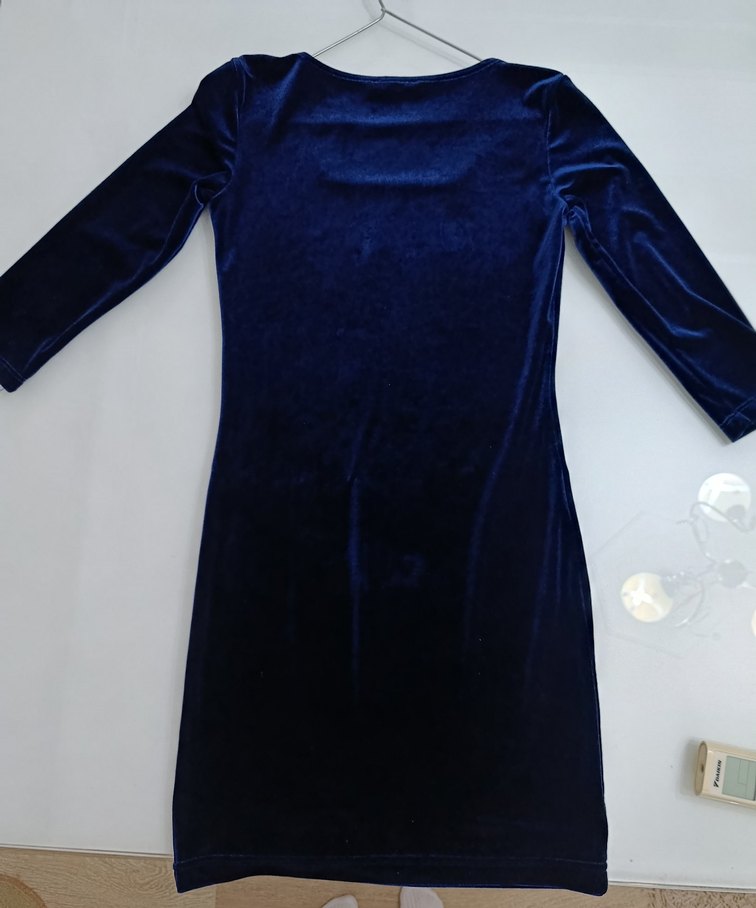 Lacivert Kadife Elbise - Görsel 3