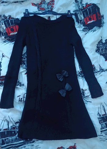 Siyah Uzun Kollu Triko Kadın elbise - Görsel 2