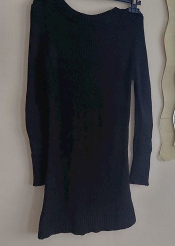 Siyah Uzun Kollu Triko Kadın elbise - Görsel 5