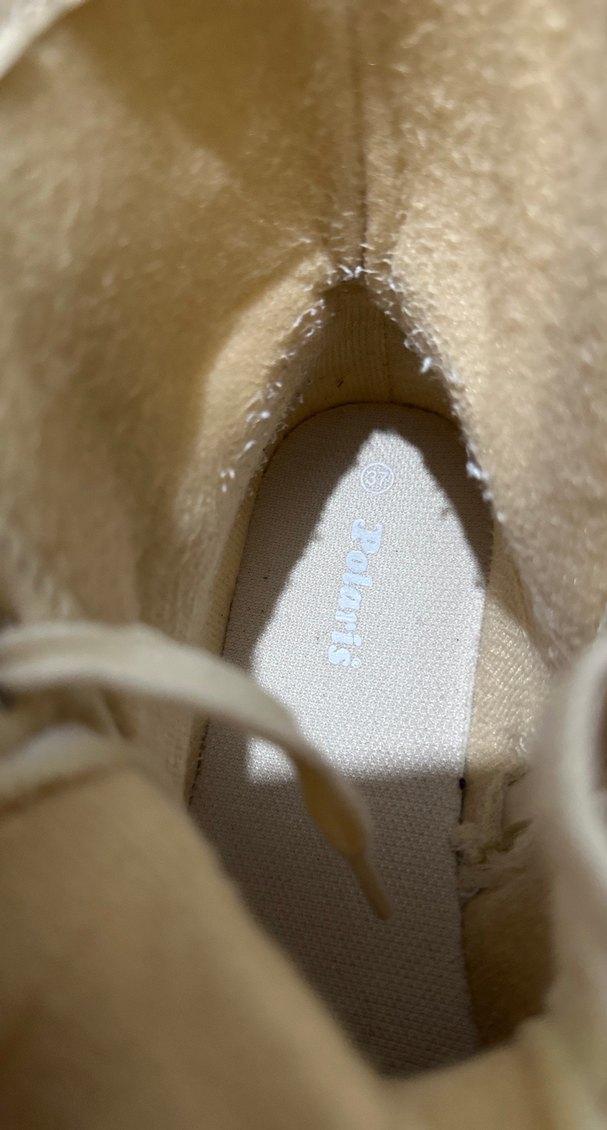 Beyaz Bağcıklı Kadın Botu, Kalın Topuklu - Görsel 4