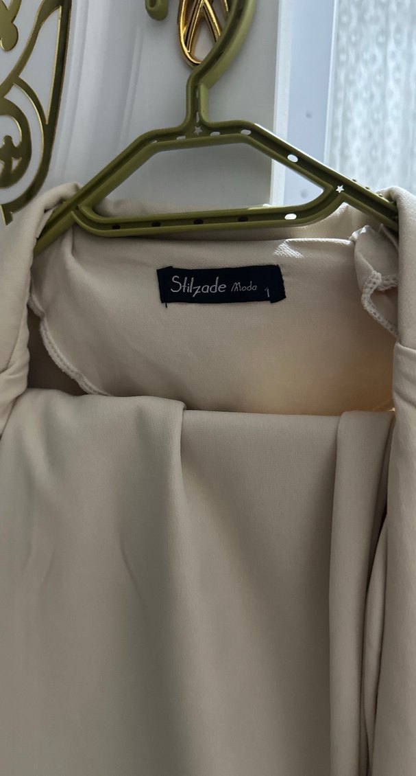 Bej Uzun Kollu Kadın Blazer Ceketli takım - Görsel 2