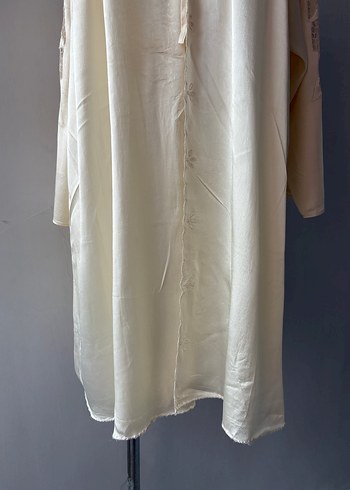 Nakışlı Uzun Beyaz Bohem Kadın Sabahlık - Görsel 14