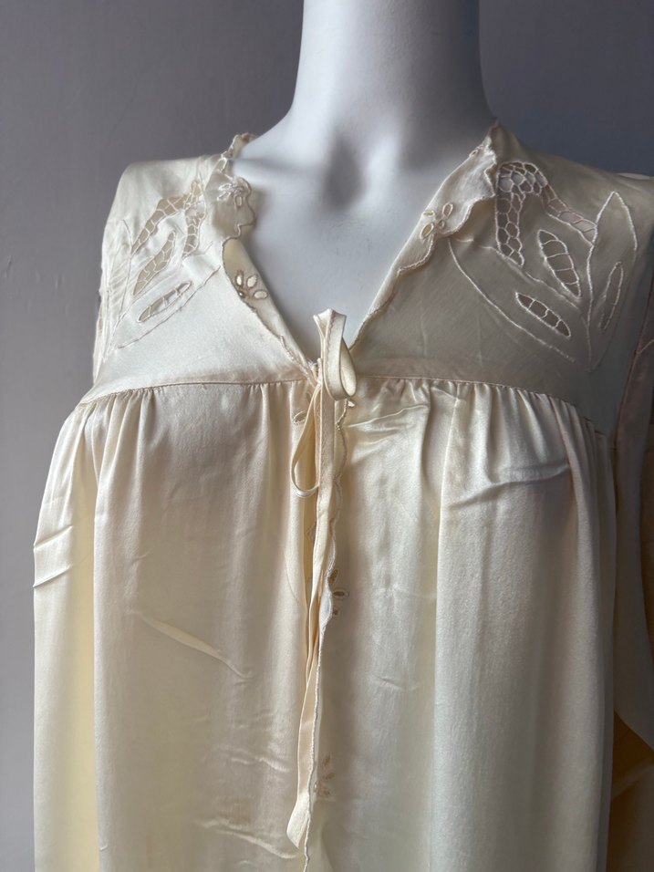 Nakışlı Uzun Beyaz Bohem Kadın Sabahlık - Görsel 5