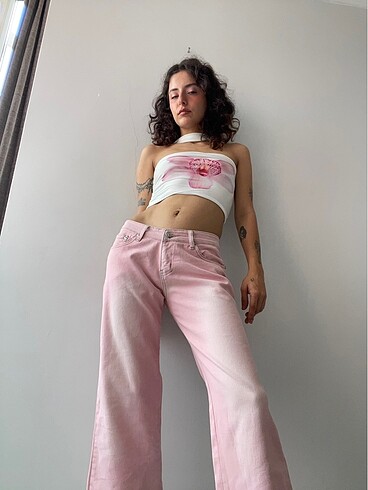 xs Beden pembe Renk y2k pantolon