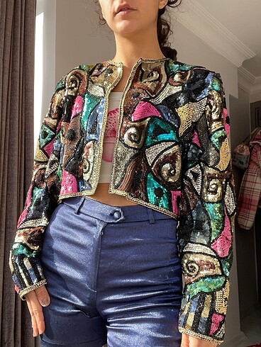 m Beden Vintage boncuk ceket