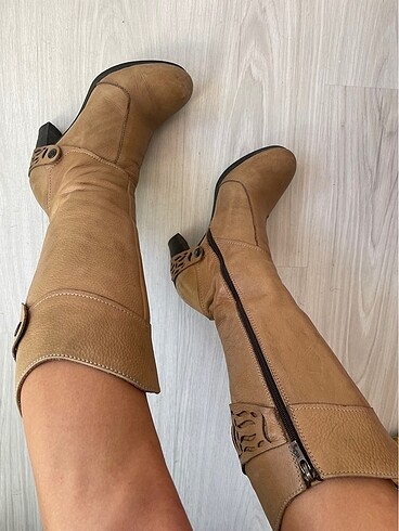 36 Beden camel Renk Vintage deri cizme
