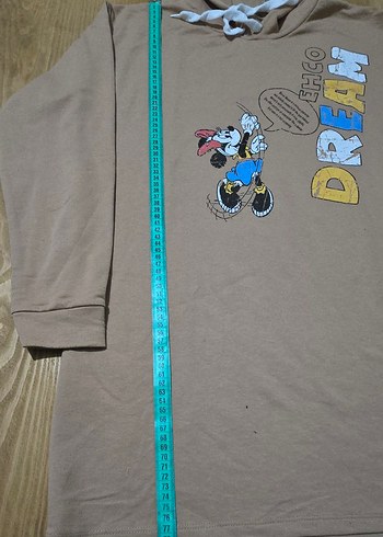 Kapüşonlu, uzun kollu, baskılı kahverengi sweatshirt - Görsel 4