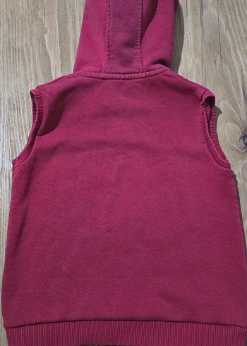 Bordo Kapüşonlu Erkek Çocuk Fermuarlı Yelek - Görsel 6