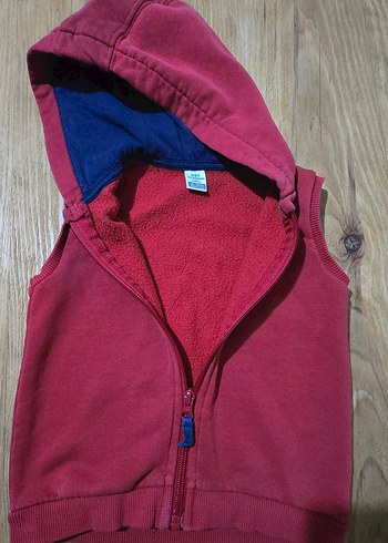 Bordo Kapüşonlu Erkek Çocuk Fermuarlı Yelek - Görsel 4