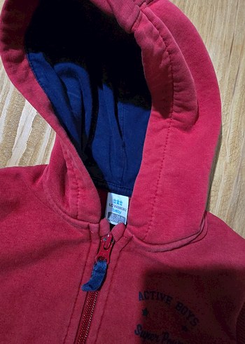 Bordo Kapüşonlu Erkek Çocuk Fermuarlı Yelek - Görsel 3