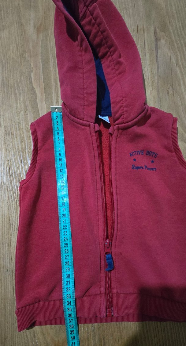 Bordo Kapüşonlu Erkek Çocuk Fermuarlı Yelek - Görsel 5