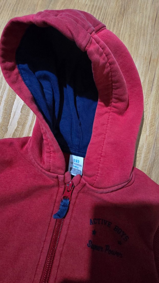 Bordo Kapüşonlu Erkek Çocuk Fermuarlı Yelek - Görsel 3