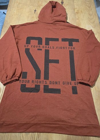 Kapüşonlu Rahat Kesim Kahverengi Sweatshirt - Görsel 4