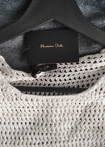 s Beden beyaz Renk Beyaz Örgü Kısa Kollu Crop Top massimo dutti