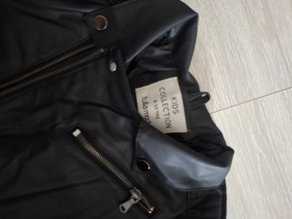 cocuk Siyah Deri Biker Ceket - Görsel 2