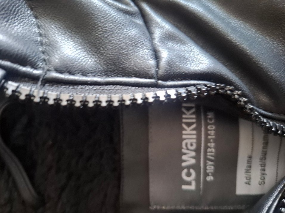 Siyah çocuk Deri Biker Ceket - Görsel 2