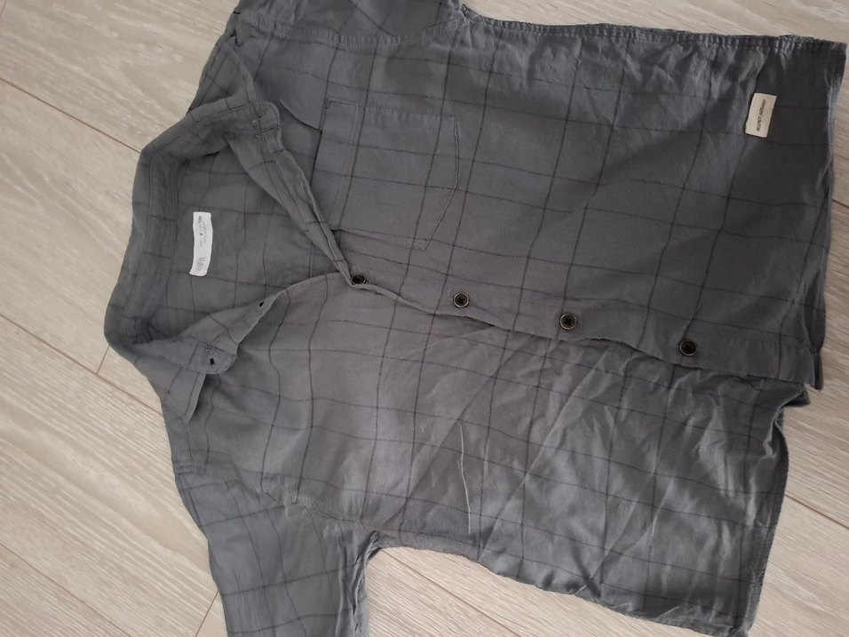 Zara Erkek cocuk Gri Keten Gömlek - Görsel 2