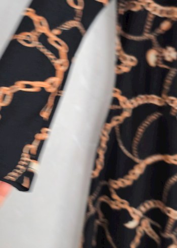 Zincir Desenli V Yaka kısa Elbise - Görsel 4