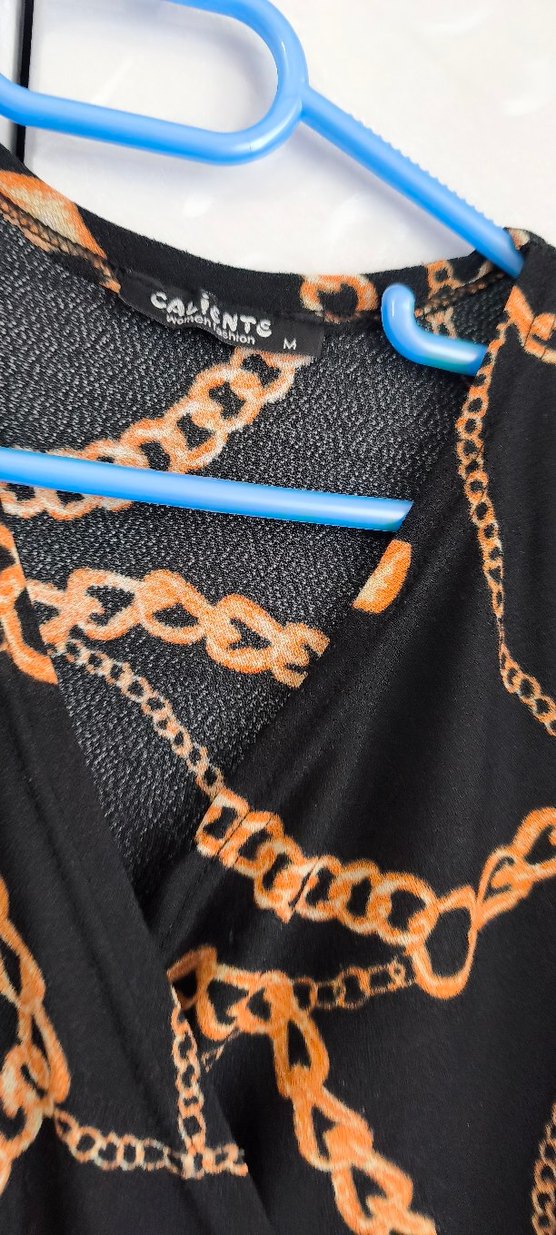 Zincir Desenli V Yaka kısa Elbise - Görsel 3