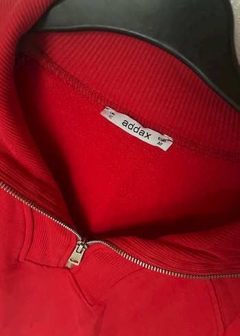 Kırmızı Fermuarlı Kadın Sweatshirt - Görsel 3