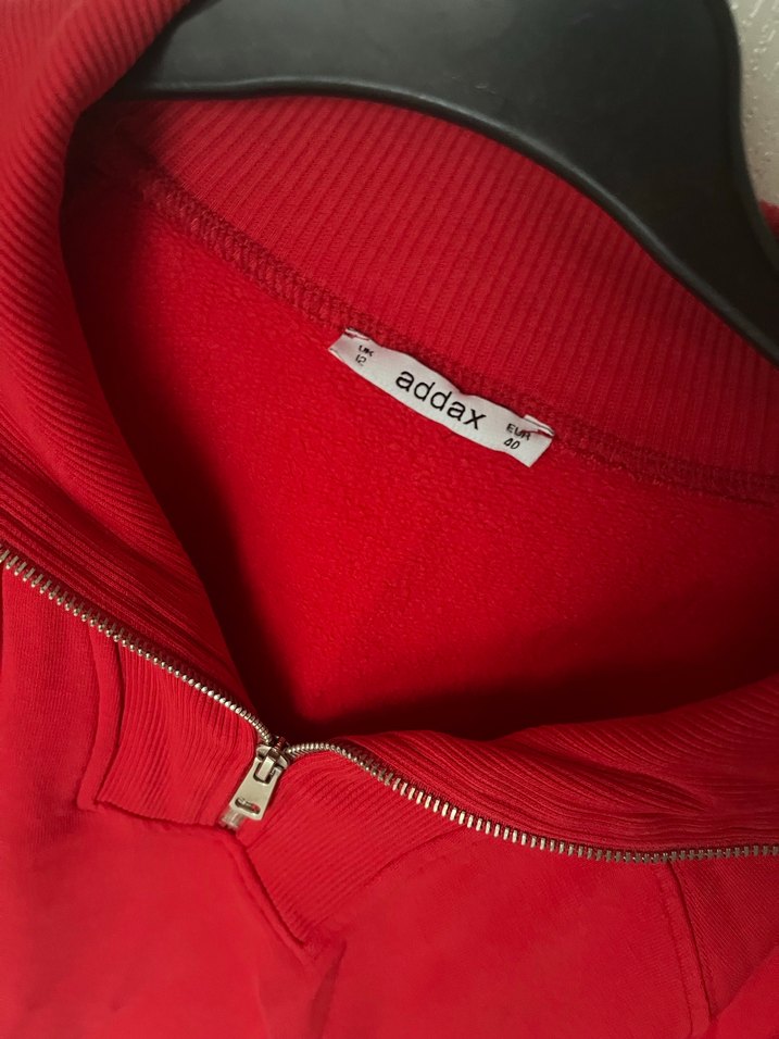 Kırmızı Fermuarlı Kadın Sweatshirt - Görsel 3