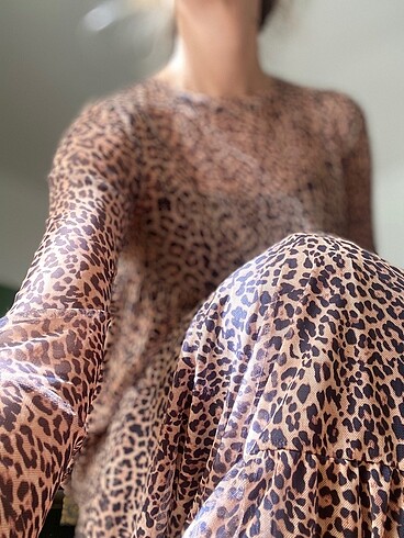 Bershka Leopar Desenli Elbise