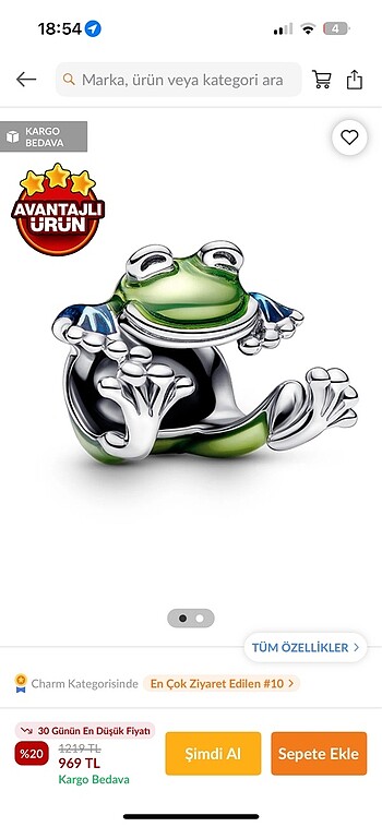 Pandora Kurbağa Charm