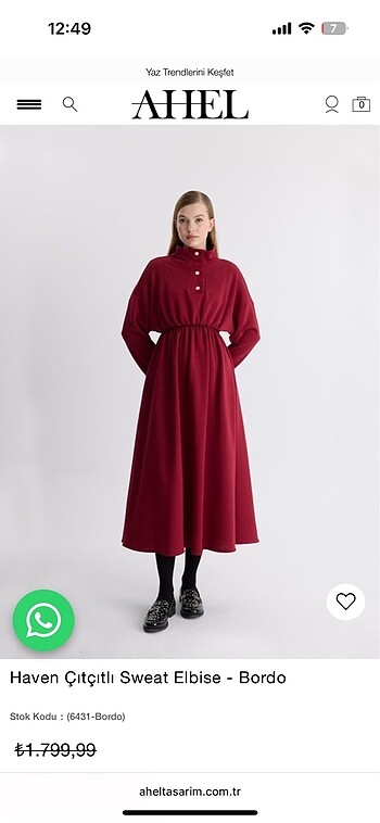 s Beden bordo Renk AHEL sweat elbise