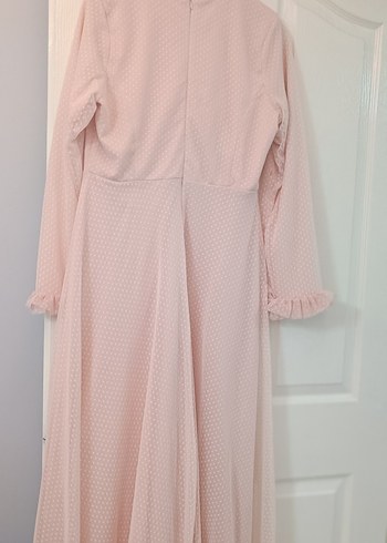 Pembe Uzun Kollu Vintage Elbise - Görsel 3