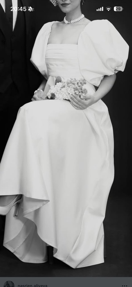 Modern Klasik Beyaz A-Line Gelinlik. - Görsel 3