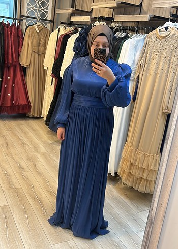 Lacivert Uzun abiye elbise - Görsel 2