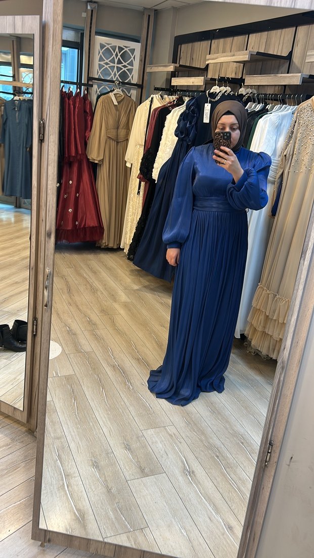 Lacivert Uzun abiye elbise - Görsel 3