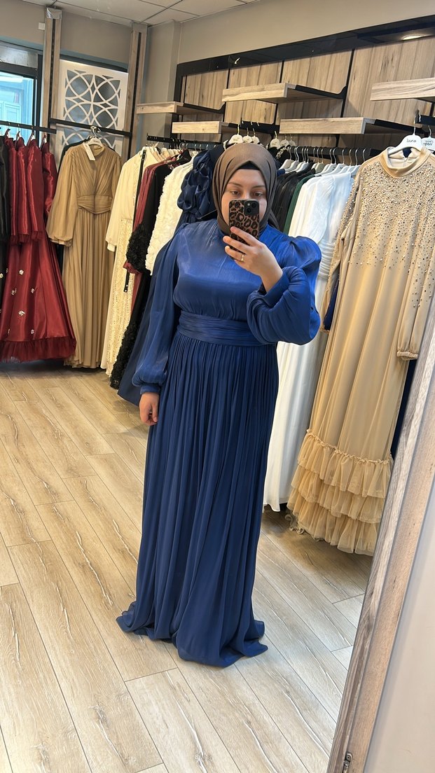 Lacivert Uzun abiye elbise - Görsel 2