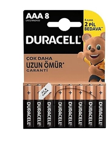 Duracell AAA İnce kalem Pil 8 adet