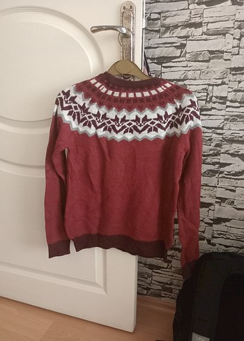 xs Beden Bordo Bohem Örgü Kadın Kazak