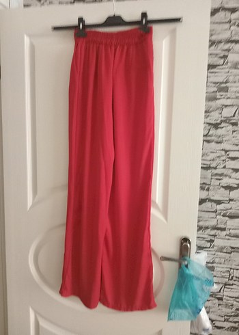 Parlak Kırmızı Kadın Uzun Kumaş Pantolon - Görsel 2