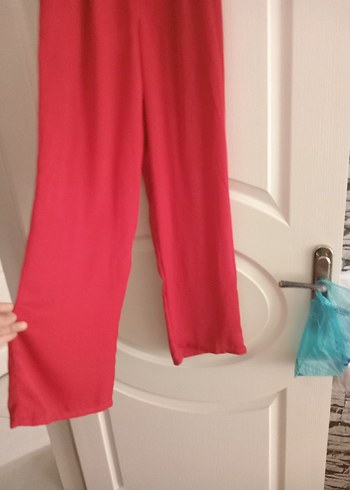 Parlak Kırmızı Kadın Uzun Kumaş Pantolon - Görsel 3