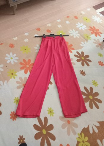 Parlak Kırmızı Kadın Uzun Kumaş Pantolon - Görsel 7