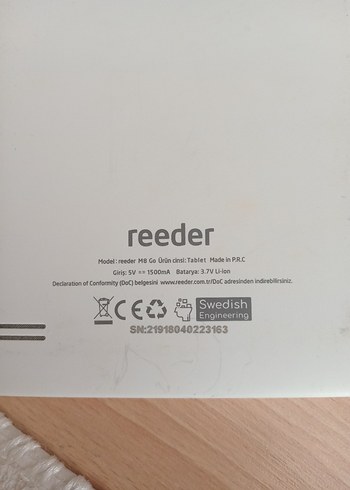 Beden Beyaz Reeder Tablet