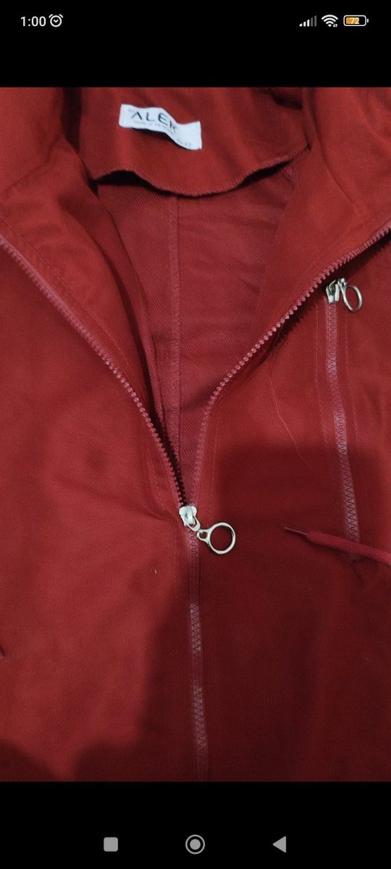 Bordo Kapüşonlu Uzun Fermuarlı Kadın Yağmurluk - Görsel 4