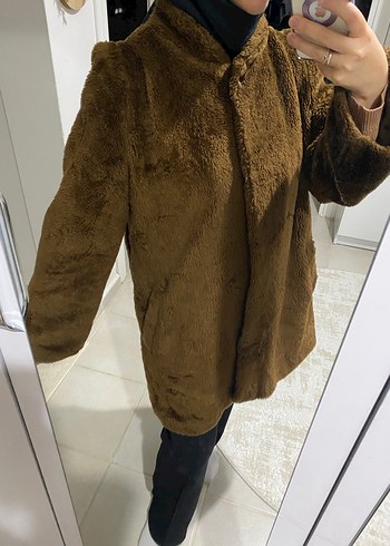 Kahverengi Midi Suni Kürk Uzun Kollu - Görsel 3