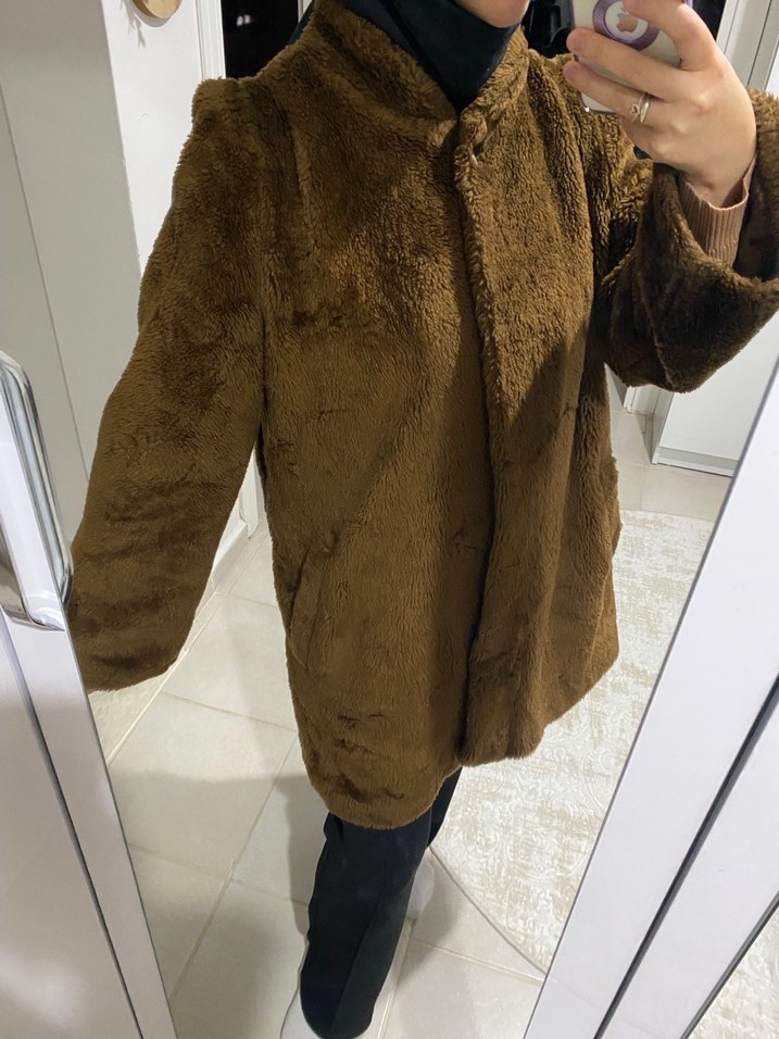 Kahverengi Midi Suni Kürk Uzun Kollu - Görsel 3